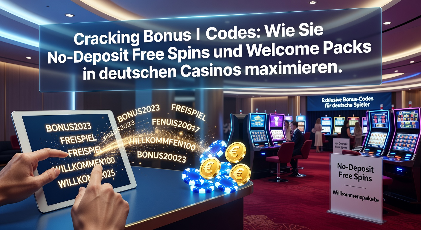 Detaillierte Grafik eines Willkommenspakets in einem deutschen Casino, das durch einen Bonus-Code erweitert wird, mit Icons für Free Spins, Euro-Boni und Umsatzbedingungen