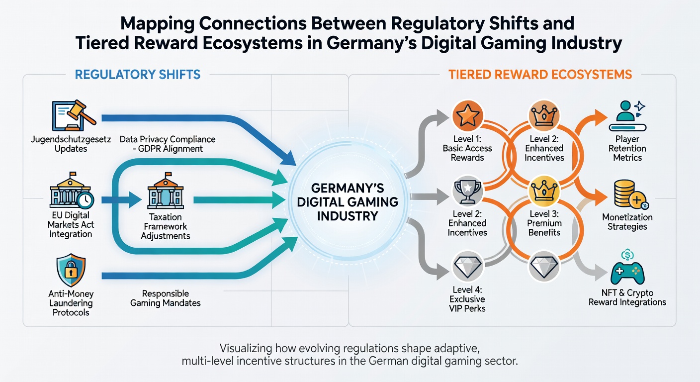Illustration der gestaffelten Belohnungsebenen und regulatorischer Einflüsse im deutschen Online-Gaming